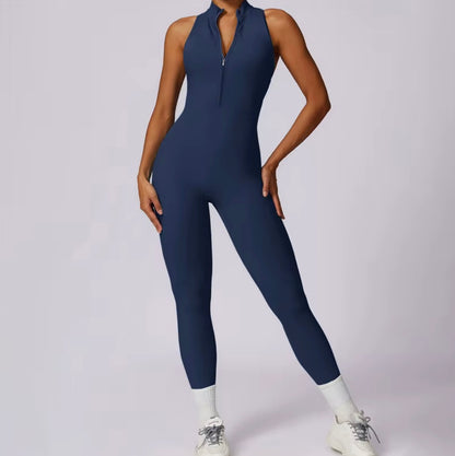 Combinaisons dos nu fermeture éclair sport body femmes Yoga ensembles vêtements de sport Fitness salopette une pièce costume entraînement combishort femme