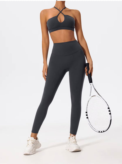 Ctenkevet deux pièces ensemble de Sport pour femmes poitrine croisé vêtements de Yoga femme Gym Bandeau Sport soutien-gorge costumes tenue de Sport pour femme