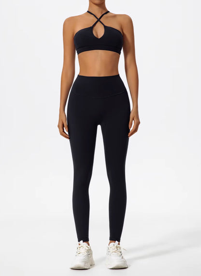 Ctenkevet deux pièces ensemble de Sport pour femmes poitrine croisé vêtements de Yoga femme Gym Bandeau Sport soutien-gorge costumes tenue de Sport pour femme