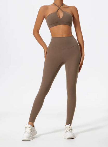 Ctenkevet deux pièces ensemble de Sport pour femmes poitrine croisé vêtements de Yoga femme Gym Bandeau Sport soutien-gorge costumes tenue de Sport pour femme