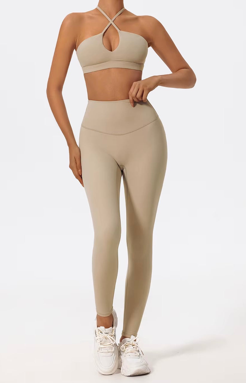 Ctenkevet deux pièces ensemble de Sport pour femmes poitrine croisé vêtements de Yoga femme Gym Bandeau Sport soutien-gorge costumes tenue de Sport pour femme