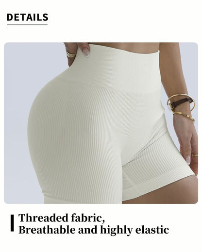 Pantalon de Yoga taille haute pour femmes, conçu pour soulever et façonner, ajusté avec une couleur unie et une Texture côtelée, short de sport