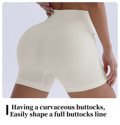 Pantalon de Yoga taille haute pour femmes, conçu pour soulever et façonner, ajusté avec une couleur unie et une Texture côtelée, short de sport