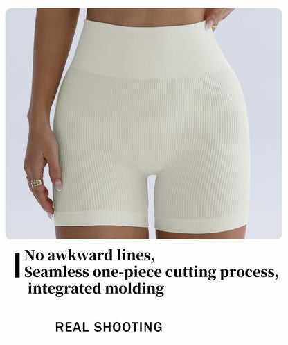 Pantalon de Yoga taille haute pour femmes, conçu pour soulever et façonner, ajusté avec une couleur unie et une Texture côtelée, short de sport