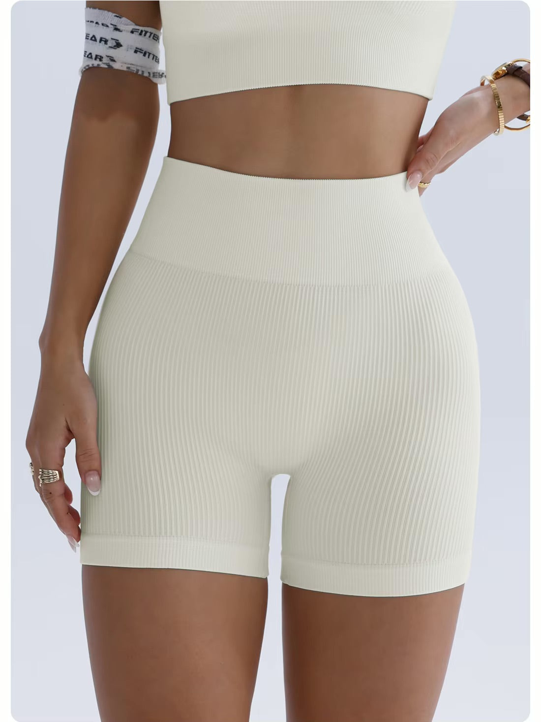 Pantalon de Yoga taille haute pour femmes, conçu pour soulever et façonner, ajusté avec une couleur unie et une Texture côtelée, short de sport