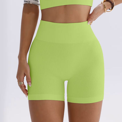 Pantalon de Yoga taille haute pour femmes, conçu pour soulever et façonner, ajusté avec une couleur unie et une Texture côtelée, short de sport