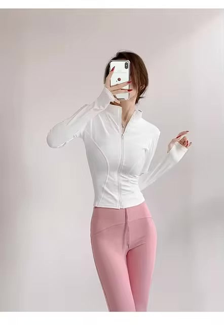 Sun – manteau de sport à séchage rapide pour femmes, veste de Yoga à manches longues avec fermeture écla