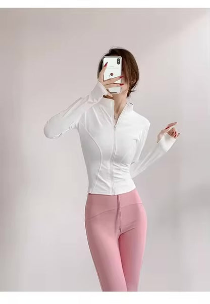 Sun – manteau de sport à séchage rapide pour femmes, veste de Yoga à manches longues avec fermeture écla