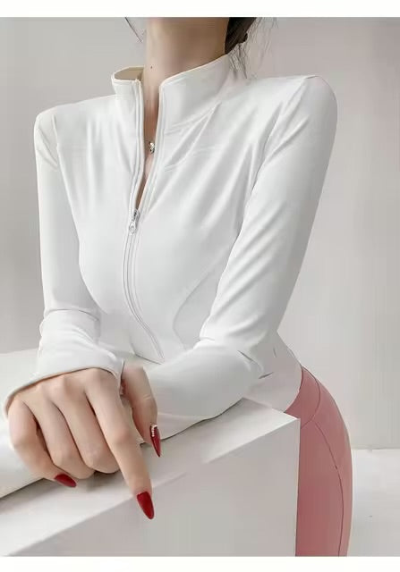 Sun – manteau de sport à séchage rapide pour femmes, veste de Yoga à manches longues avec fermeture écla