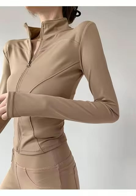 Sun – manteau de sport à séchage rapide pour femmes, veste de Yoga à manches longues avec fermeture écla