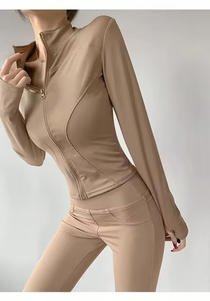 Sun – manteau de sport à séchage rapide pour femmes, veste de Yoga à manches longues avec fermeture écla