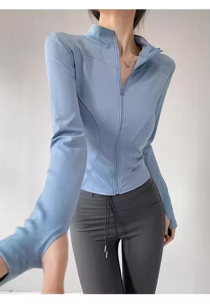 Sun – manteau de sport à séchage rapide pour femmes, veste de Yoga à manches longues avec fermeture écla