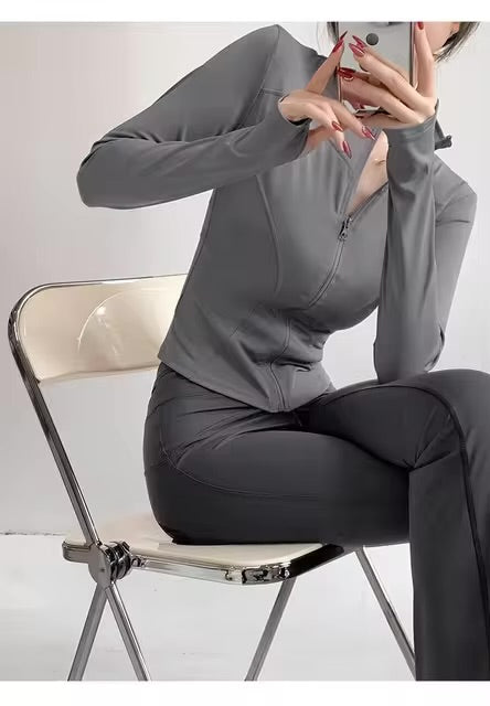 Sun – manteau de sport à séchage rapide pour femmes, veste de Yoga à manches longues avec fermeture écla