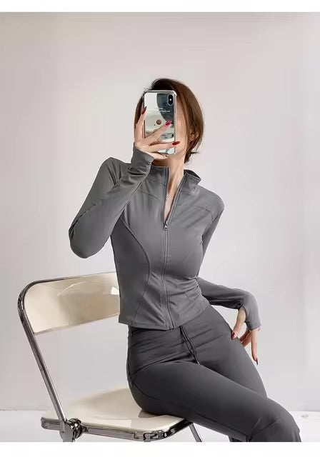 Sun – manteau de sport à séchage rapide pour femmes, veste de Yoga à manches longues avec fermeture écla