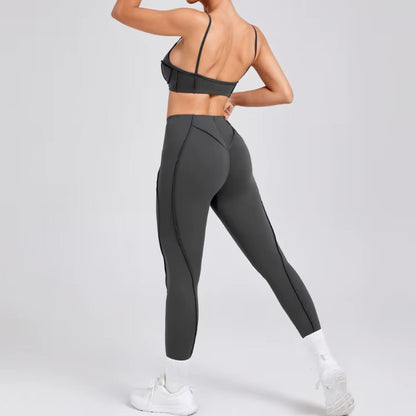 Ensembles de Yoga sans couture, sport, Fitness, taille haute, levage des hanches, pantalon façonnant