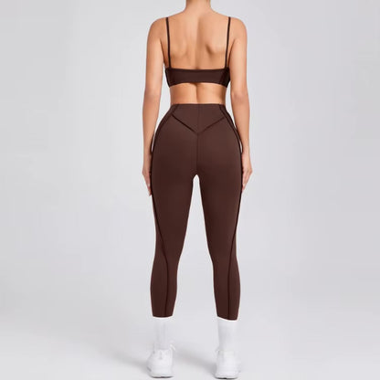 Ensembles de Yoga sans couture, sport, Fitness, taille haute, levage des hanches, pantalon façonnant