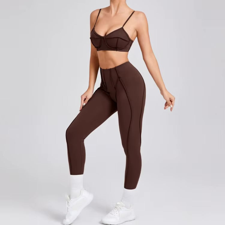 Ensembles de Yoga sans couture, sport, Fitness, taille haute, levage des hanches, pantalon façonnant