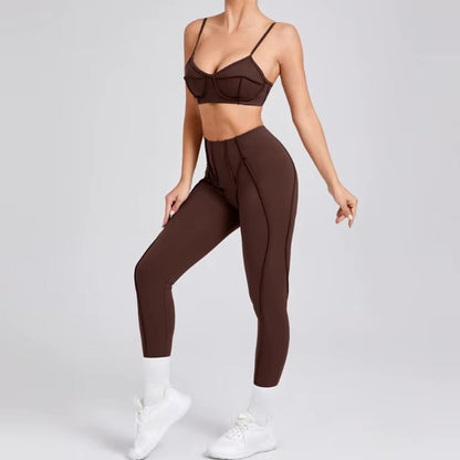 Ensembles de Yoga sans couture, sport, Fitness, taille haute, levage des hanches, pantalon façonnant
