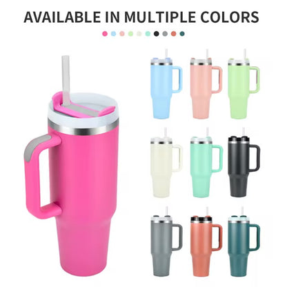 Tasse de voyage portable isolée sous vide en acier inoxydable, gobelet étanche, poignée et couvercle de