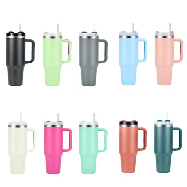 Tasse de voyage portable isolée sous vide en acier inoxydable, gobelet étanche, poignée et couvercle de