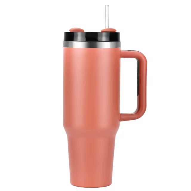 Tasse de voyage portable isolée sous vide en acier inoxydable, gobelet étanche, poignée et couvercle de