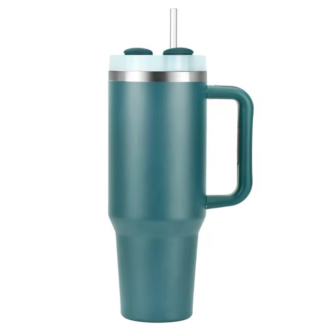 Tasse de voyage portable isolée sous vide en acier inoxydable, gobelet étanche, poignée et couvercle de