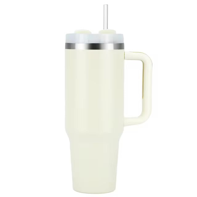 Tasse de voyage portable isolée sous vide en acier inoxydable, gobelet étanche, poignée et couvercle de
