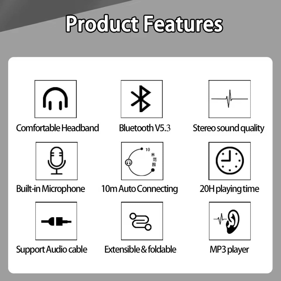 Casque sans fil Bluetooth pour hommes – Édition dorée