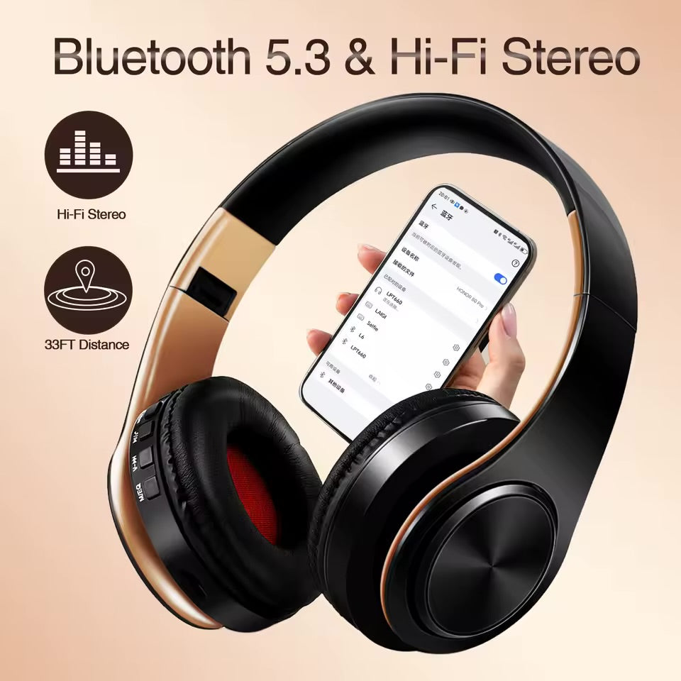 Casque sans fil Bluetooth pour hommes – Édition dorée