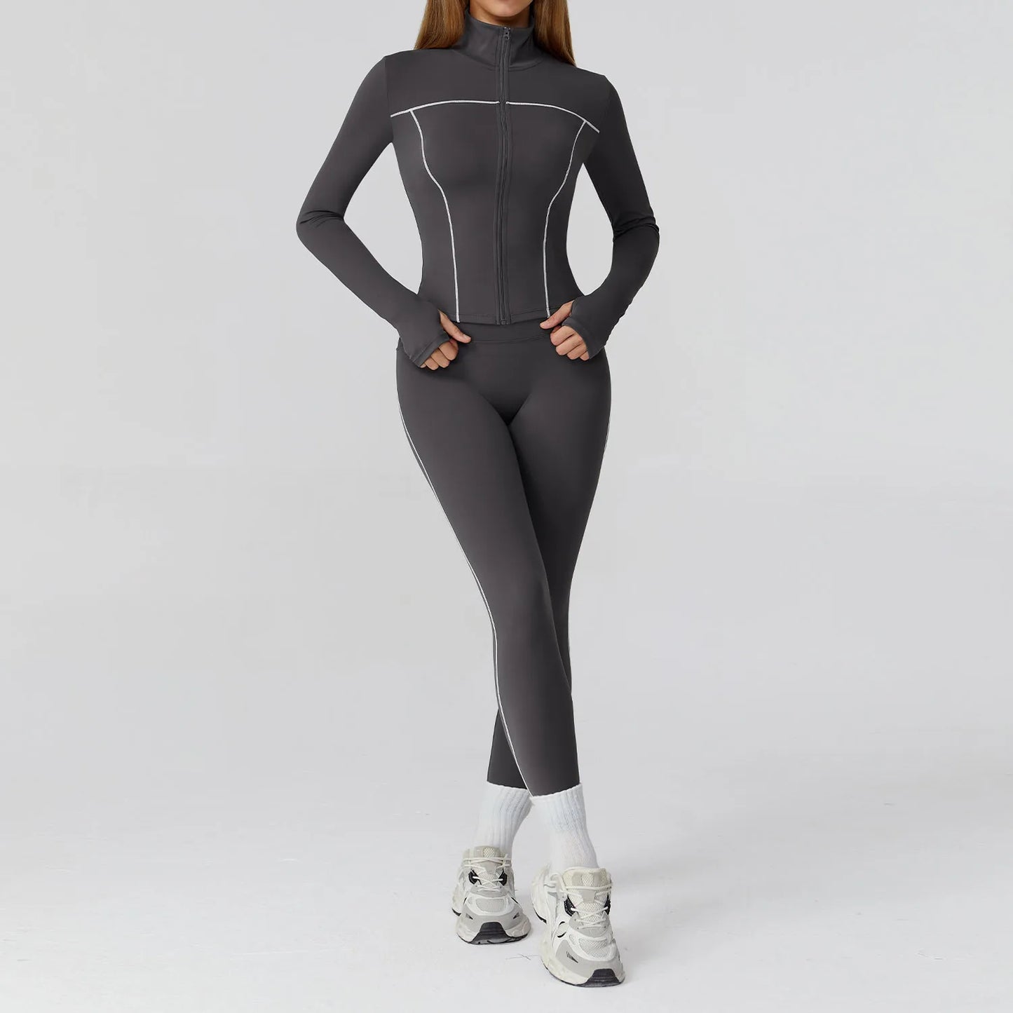 Ensemble de Yoga sans couture 2/3 pièces, vêtements de sport, combinaisons de Yoga pour femmes, ensemble de Fitness, survêtements, veste de sport à manches longues, Leggings de gymnastique