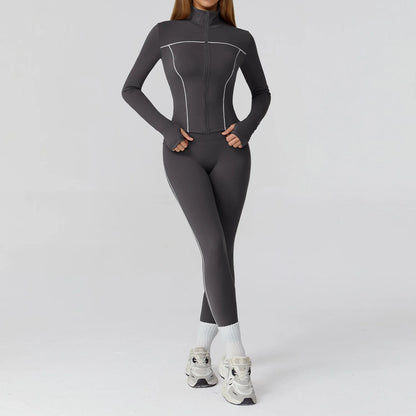 Ensemble de Yoga sans couture 2/3 pièces, vêtements de sport, combinaisons de Yoga pour femmes, ensemble de Fitness, survêtements, veste de sport à manches longues, Leggings de gymnastique