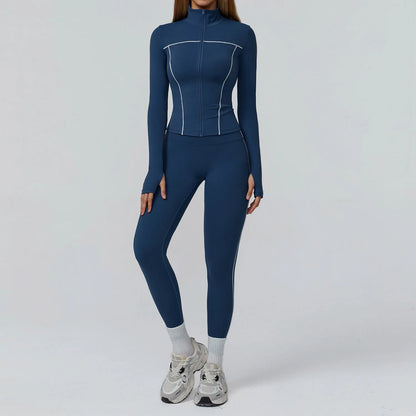 Ensemble de Yoga sans couture 2/3 pièces, vêtements de sport, combinaisons de Yoga pour femmes, ensemble de Fitness, survêtements, veste de sport à manches longues, Leggings de gymnastique
