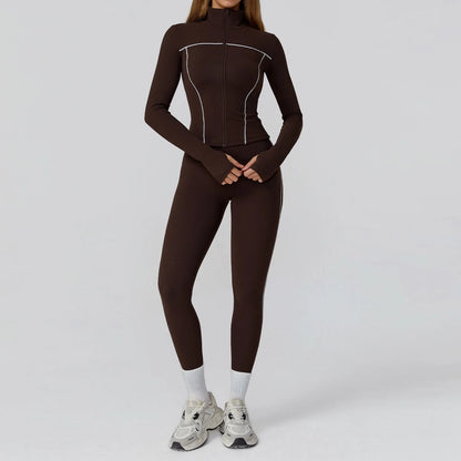 Ensemble de Yoga sans couture 2/3 pièces, vêtements de sport, combinaisons de Yoga pour femmes, ensemble de Fitness, survêtements, veste de sport à manches longues, Leggings de gymnastique