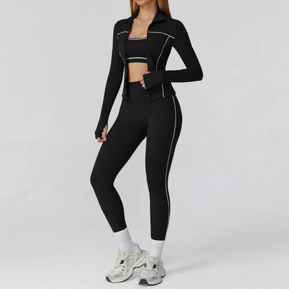 Ensemble de Yoga sans couture 2/3 pièces, vêtements de sport, combinaisons de Yoga pour femmes, ensemble de Fitness, survêtements, veste de sport à manches longues, Leggings de gymnastique