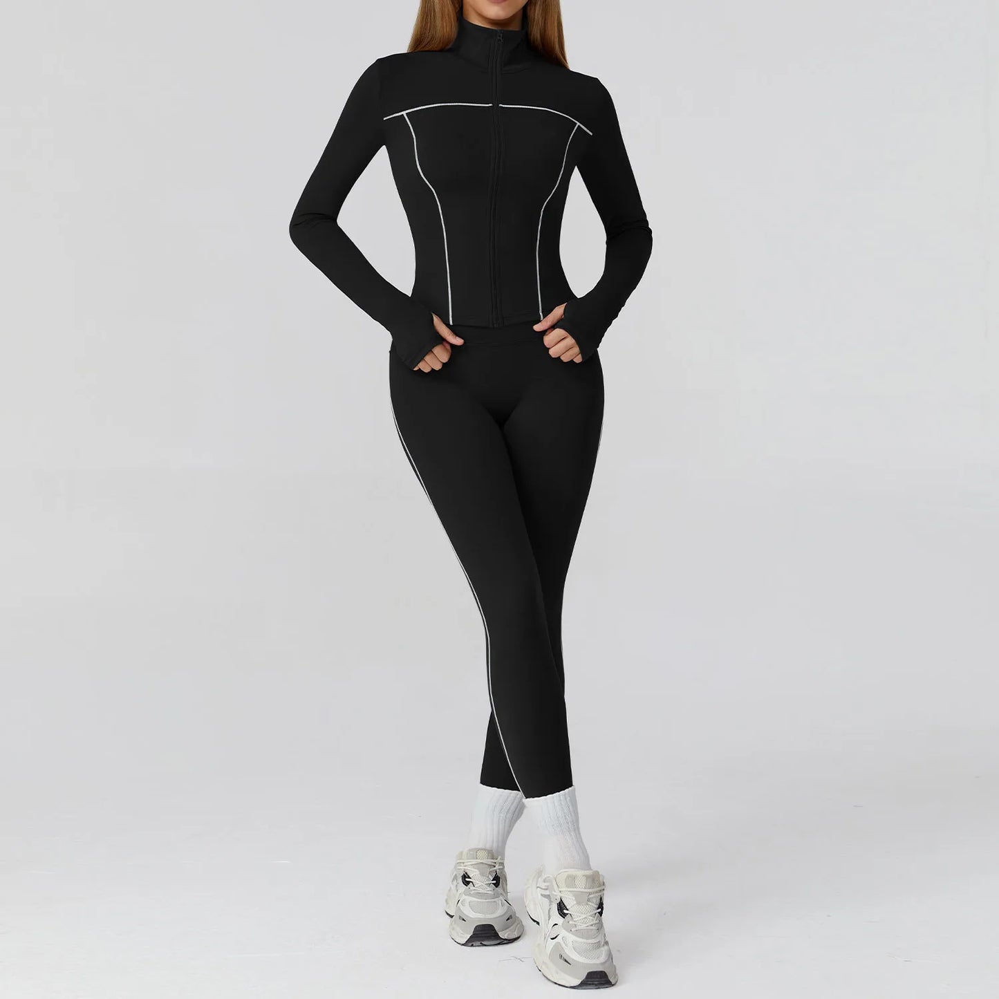 Ensemble de Yoga sans couture 2/3 pièces, vêtements de sport, combinaisons de Yoga pour femmes, ensemble de Fitness, survêtements, veste de sport à manches longues, Leggings de gymnastique